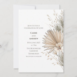 Neutral Dried Palm Botanical Wedding Invitation