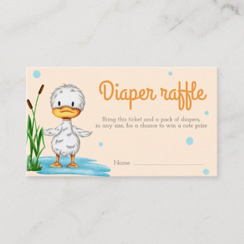 Neutral duckling baby shower diaper raffle enclosure card
