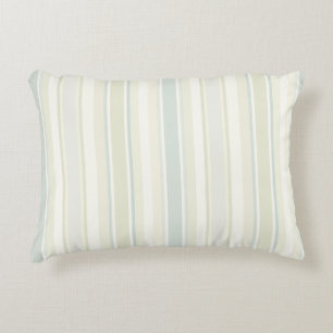 Neutral Dusty Blue Striped   Rustic Farmhouse Accent Pillow