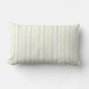 Neutral Dusty Blue Striped Rustic Farmhouse Lumbar Pillow