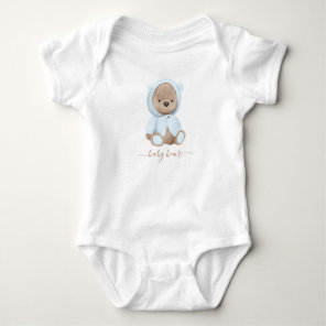 Neutral Dusty Blue Teddy Bear Baby Bear Bodysuit