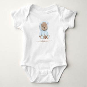 Neutral Dusty Blue Teddy Bear Baby Bear Bodysuit