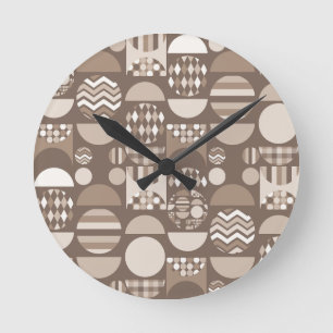 Neutral Earth Brown Nordic Scandinavian  Round Clock