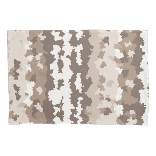 Neutral Earth Camo Irregular Abstract Design Pillow Case (Front)