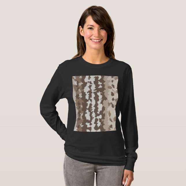 Neutral Earth Camo Irregular Abstract Design T-Shirt (Front Full)