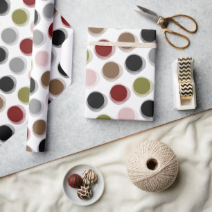 Neutral Earth Retro Fuzzy Blurry Dots Pattern Gift Wrapping Paper