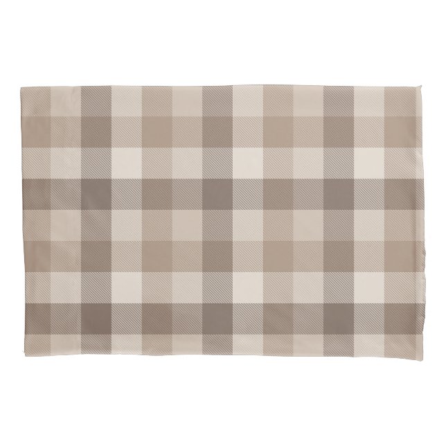 Neutral Earth Tan Checkered Gingham Plaid  Pillow Case (Front)