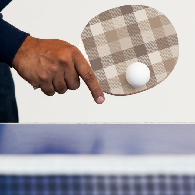 Neutral Earth Tan Checkered Gingham Plaid  Ping Pong Paddle (Insitu)