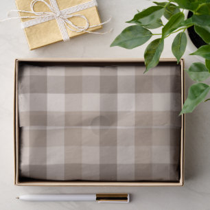 Neutral Earth Tan Checkered Gingham Plaid Tissue Paper