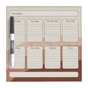 Neutral Earth Tone Boho Weekly Planner Dry Erase Board
