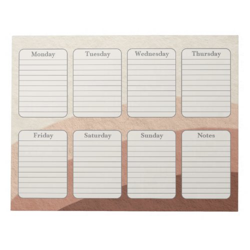 Neutral Earth Tone Boho Weekly Planner Notepad