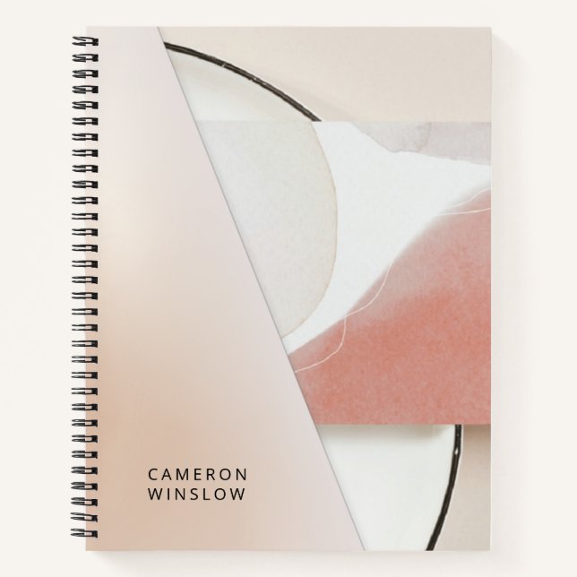 Neutral Earth-Tone Modern Abstract Notebook (Front)