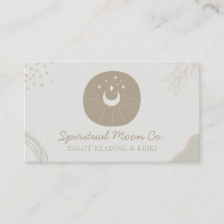 Neutral Earth Tone Moon Stars Spiritual Reiki Business Card