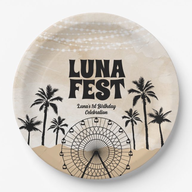 Neutral Earth Tone Music Festival Paper Plates (Front)