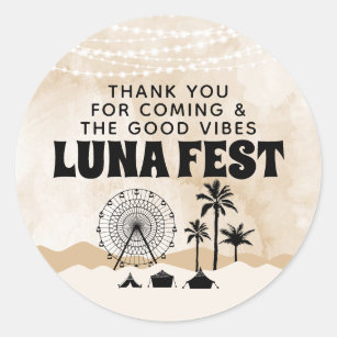 Neutral Earth tone Music Festival Thank You Classic Round Sticker