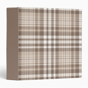 Neutral Earth Tone Plaid Tartan Design 3 Ring Binder