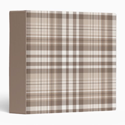 Neutral Earth Tone Plaid Tartan Design  3 Ring Binder