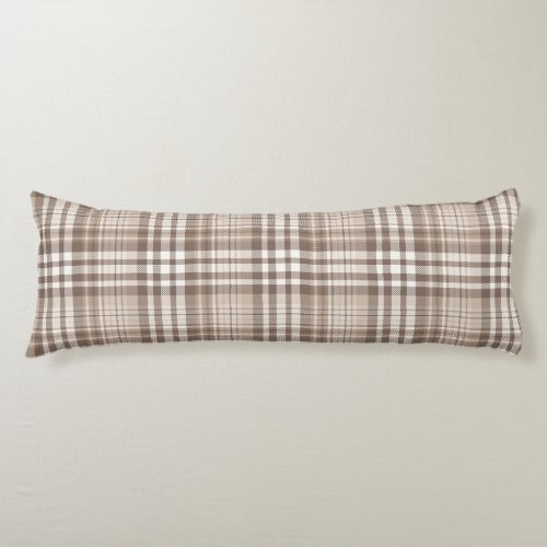 Neutral Earth Tone Plaid Tartan Design  Body Pillow