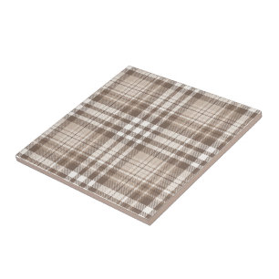 Neutral Earth Tone Plaid Tartan Design  Ceramic Tile