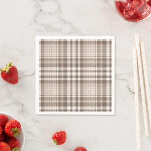 Neutral Earth Tone Plaid Tartan Design  Napkins