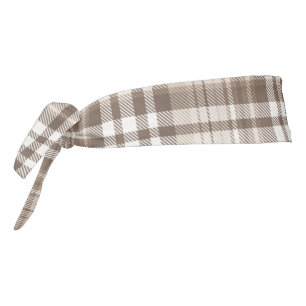 Neutral Earth Tone Plaid Tartan Design Tie Headband
