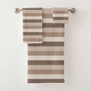 Neutral Earth Tones Stripes Pattern Design Bath Towel Set