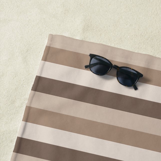 Neutral Earth Tones Stripes Pattern Design  Beach Towel (In Situ)