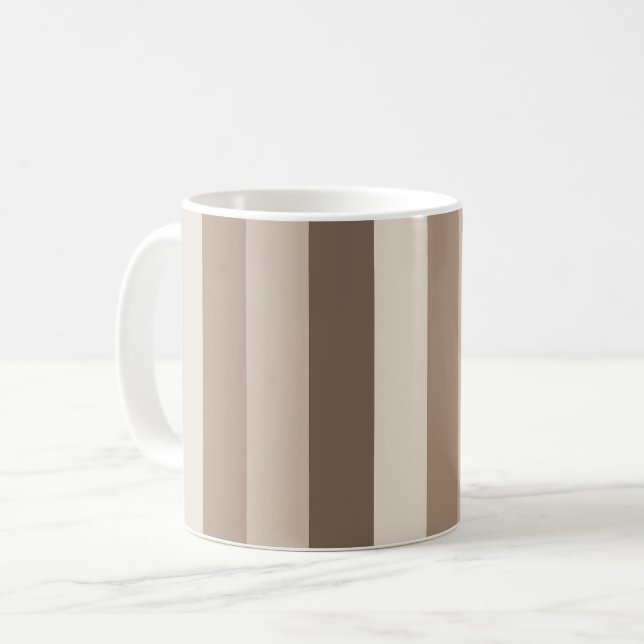 Neutral Earth Tones Stripes Pattern Design  Coffee Mug (Front Left)