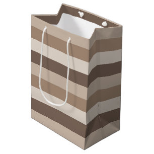 Neutral Earth Tones Stripes Pattern Design  Medium Gift Bag