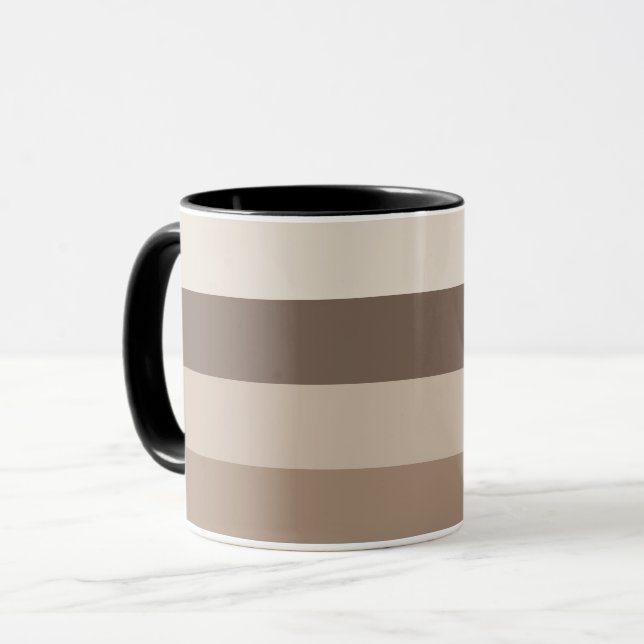 Neutral Earth Tones Stripes Pattern Design  Mug (Front Left)