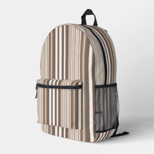 Neutral Earth Tones Stripes Pattern Design  Printed Backpack