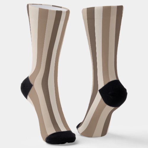 Neutral Earth Tones Stripes Pattern Design  Socks