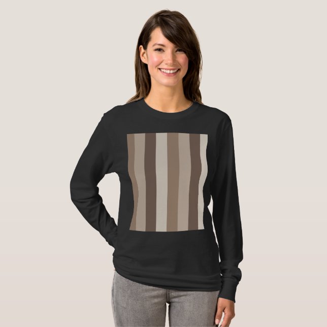 Neutral Earth Tones Stripes Pattern Design  T-Shirt (Front Full)