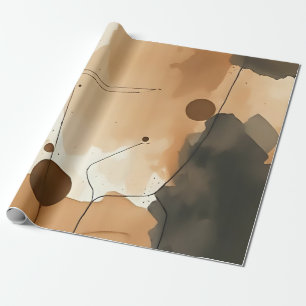 Neutral Earthy Abstract Layers Wrapping Paper