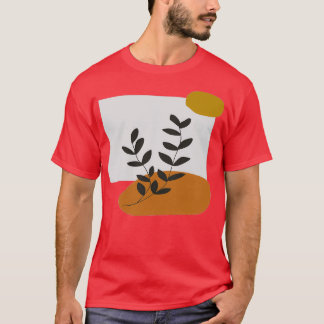 Neutral Earthy Color Abstract Leaf Illustration Ar T-Shirt