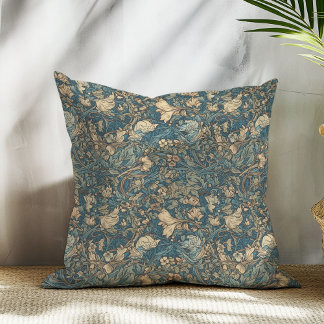 Neutral earthy colors Art nouveau William Morris Throw Pillow