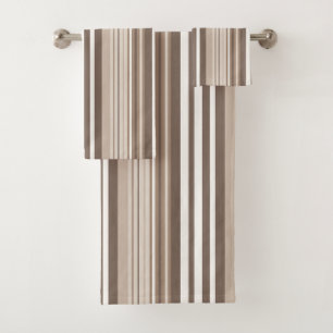 Neutral Earthy Tone Stripes Pattern Design Bath Towel Set