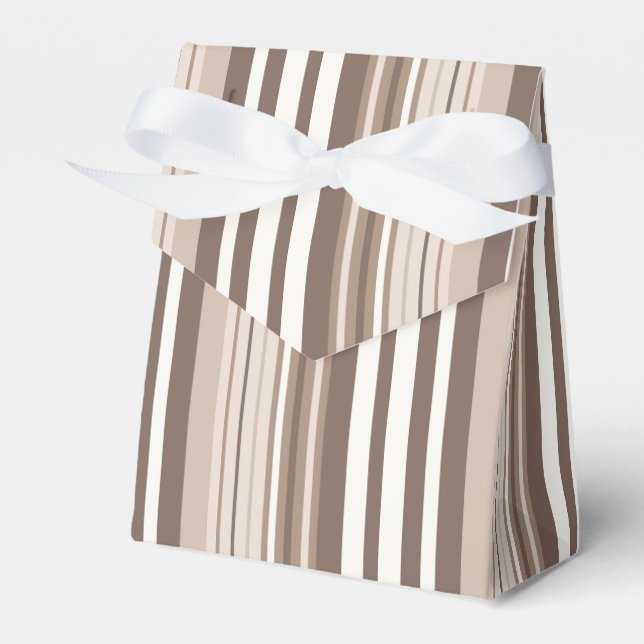 Neutral Earthy Tone Stripes Pattern Design  Favor Boxes (Front Side)