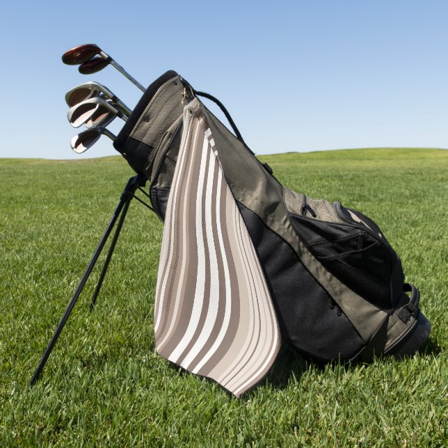 Neutral Earthy Tone Stripes Pattern Design  Golf Towel (Green)