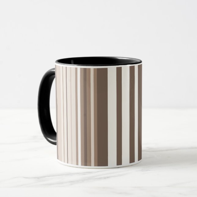 Neutral Earthy Tone Stripes Pattern Design  Mug (Front Left)