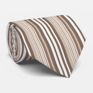 Neutral Earthy Tone Stripes Pattern Design Neck Tie