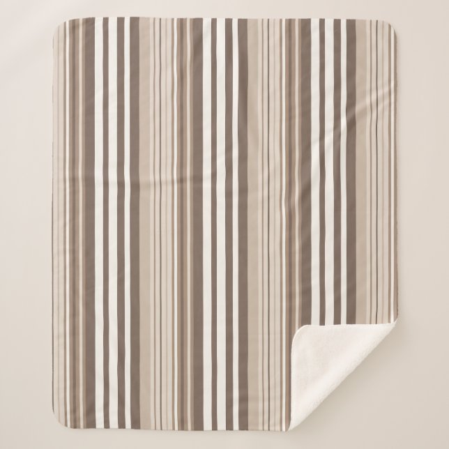 Neutral Earthy Tone Stripes Pattern Design  Sherpa Blanket (Front)