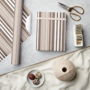 Neutral Earthy Tone Stripes Pattern Design  Wrapping Paper