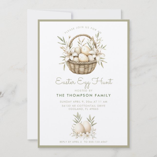 Neutral Easter Egg Hunt Invitation (Front)