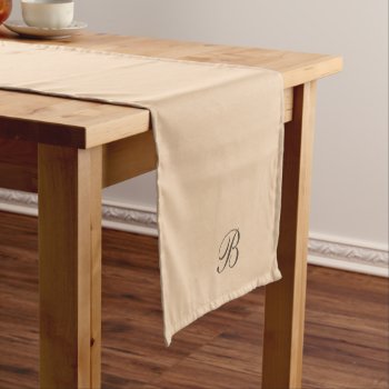 Neutral Ecru Beige With Monogram Initial Short Table Runner by DP_Holidays at Zazzle