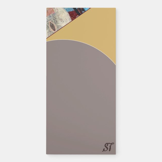 Neutral Elegance with Abstract Accents Tan Brown Magnetic Notepad (Front)