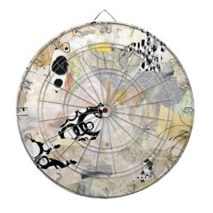 Neutral Elegant Abstract Collage Design Dart Board