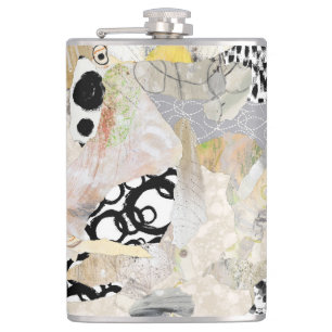 Neutral Elegant Abstract Collage Design Flask