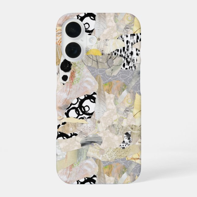 Neutral Elegant Abstract Collage Design Iphone Case (Back)