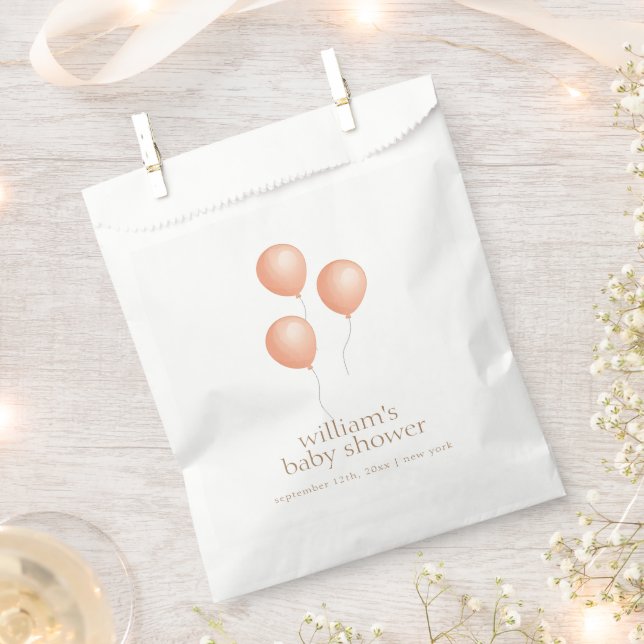 Neutral Elegant Boho Balloon Baby Shower Favor Bag (Clipped)